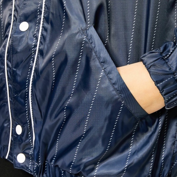 IVY PARK Baseball Pinstripe Hoodie Bomber Jacket L - Picture 8 of 16